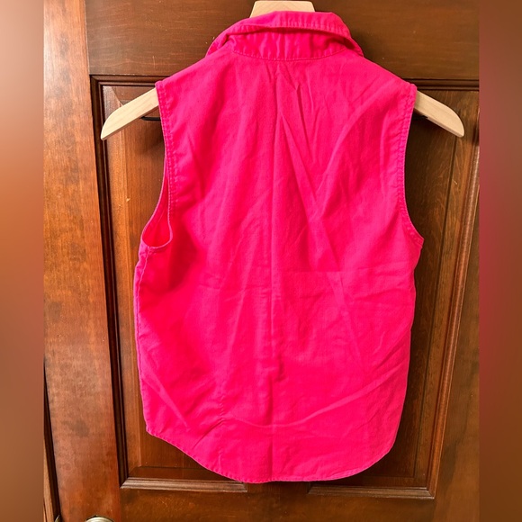 BONJOUR VTG 80s Hot pink button front sleeveless shirt. Size 12 - Picture 5 of 6